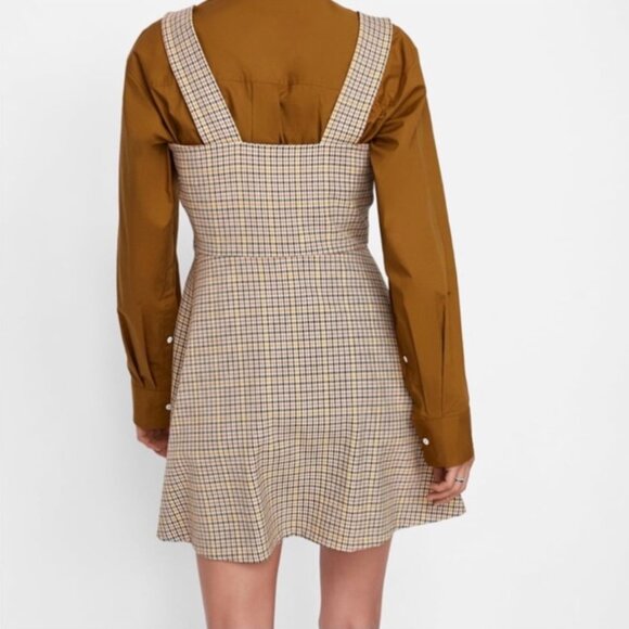 ZARA houndstooth pinafore mini dress mod schoolgirl preppy academia size S - Picture 3 of 9